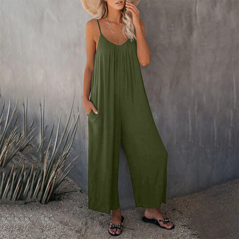 Loose Sleeveless Strap Stretchy Jumpsuit Loose Sleeveless Strap Stretchy Jumpsuit