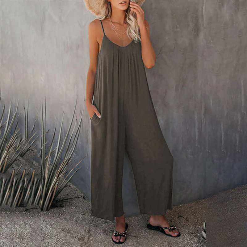 Loose Sleeveless Strap Stretchy Jumpsuit Loose Sleeveless Strap Stretchy Jumpsuit