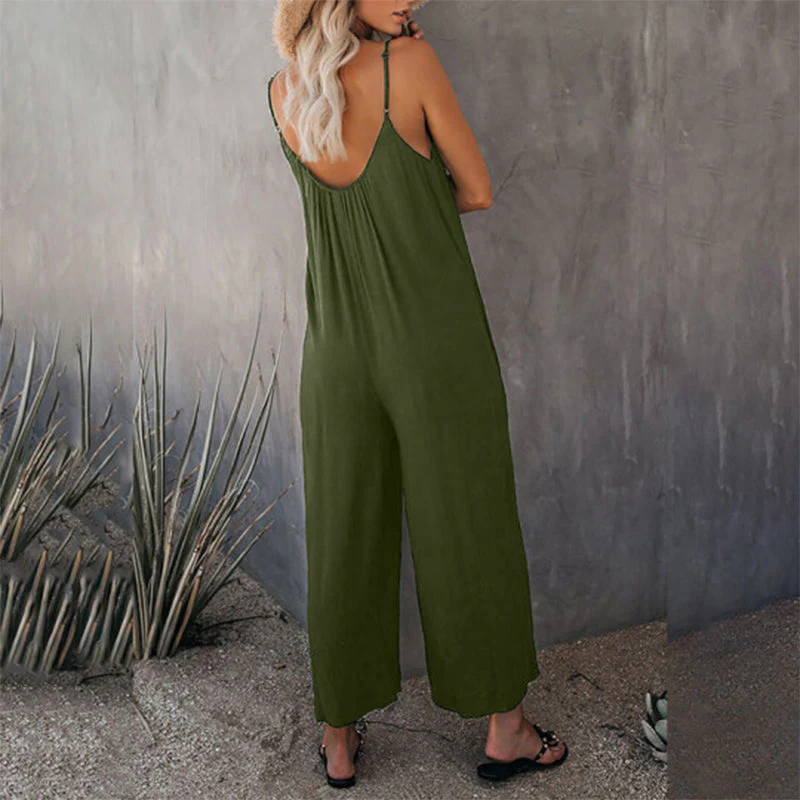 Loose Sleeveless Strap Stretchy Jumpsuit Loose Sleeveless Strap Stretchy Jumpsuit