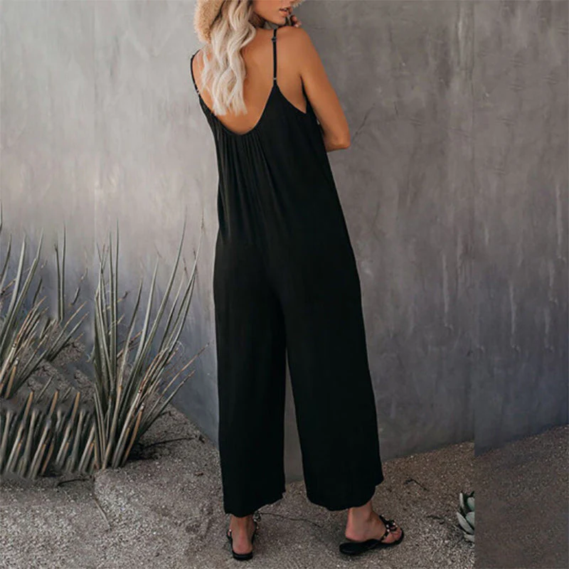 Loose Sleeveless Strap Stretchy Jumpsuit Loose Sleeveless Strap Stretchy Jumpsuit