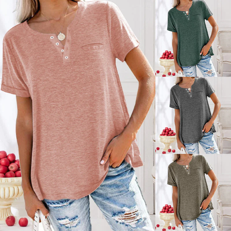Fashion Solid Color Pocket Short Sleeve T-Shirt Fashion Solid Color Pocket Short Sleeve T-Shirt