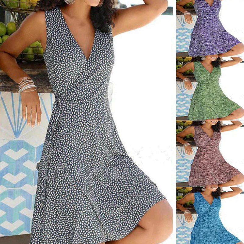 Print Sleeveless A-line Vacation Dresses