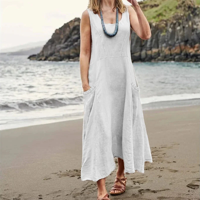 Women's Sleeveless Cotton And Linen Dress Women's Sleeveless Cotton And Linen Dress
