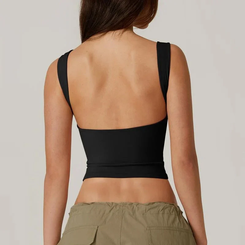 Women's Sexy Open Back Sleeveless Crop Tank Women's Sexy Open Back Sleeveless Crop Tank