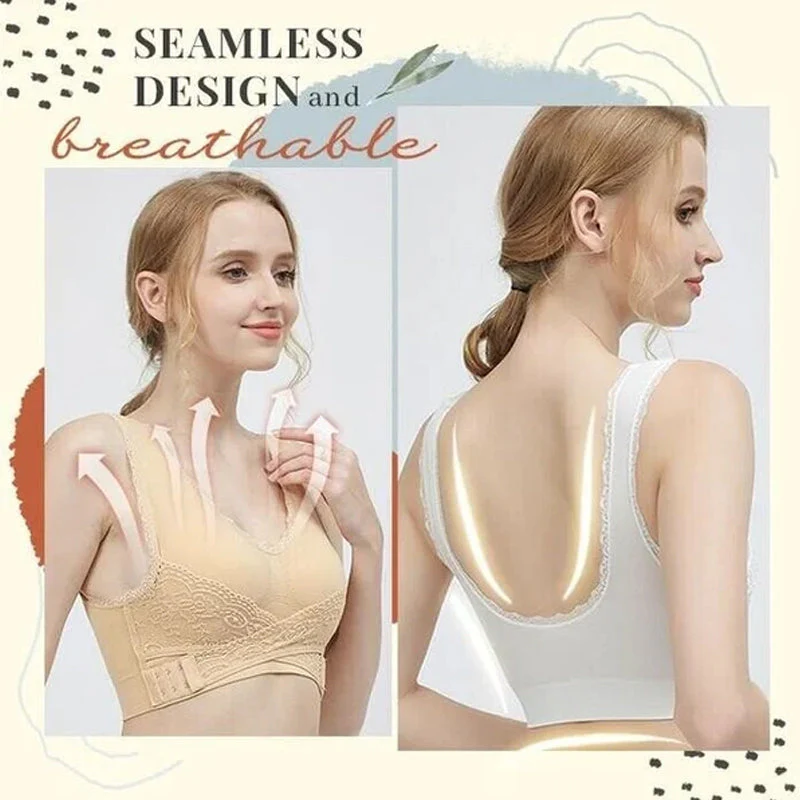 Front Cross Side Buckle Lace Bra