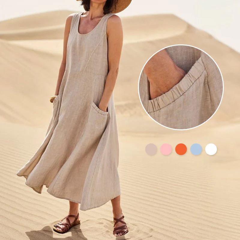 Women's Sleeveless Cotton And Linen Dress Women's Sleeveless Cotton And Linen Dress