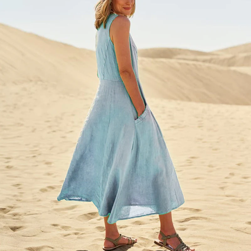 Women's Sleeveless Cotton And Linen Dress Women's Sleeveless Cotton And Linen Dress
