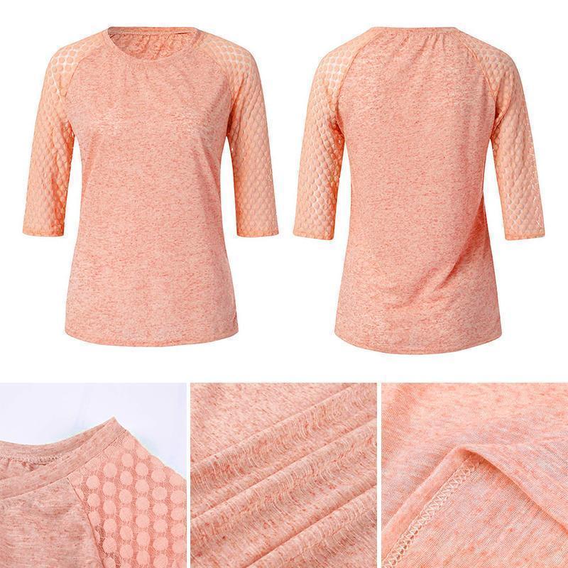 Lace Stitching Round Neck Cropped T-Shirt Lace Stitching Round Neck Cropped T-Shirt