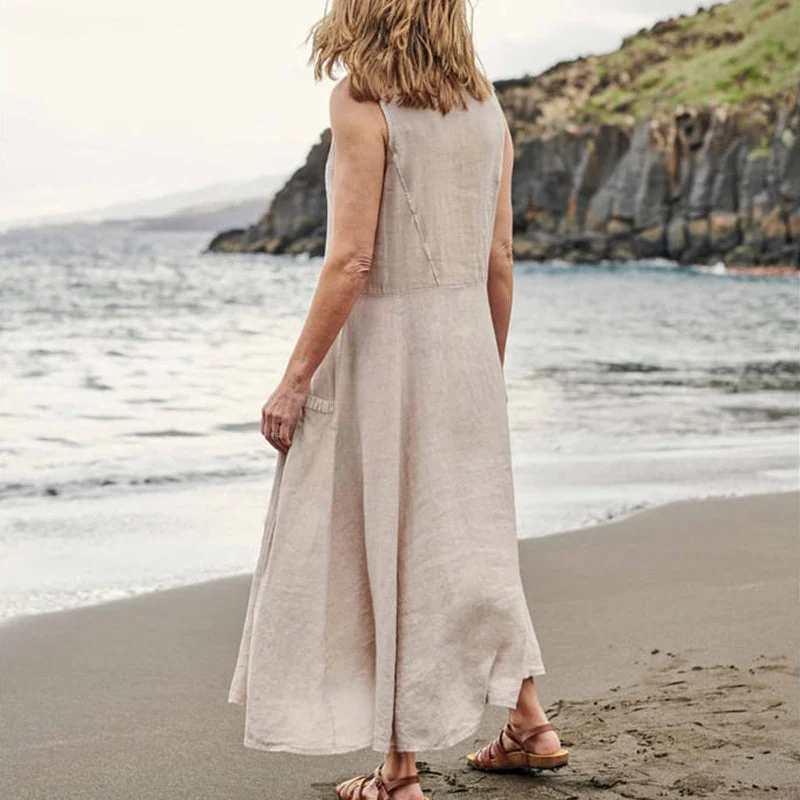 Women's Sleeveless Cotton And Linen Dress Women's Sleeveless Cotton And Linen Dress