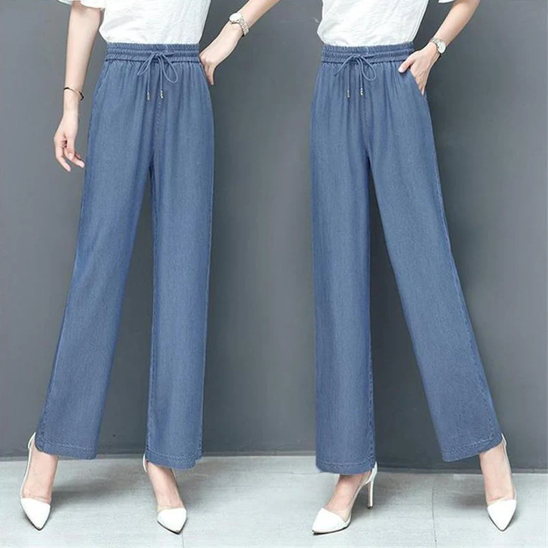 High Waist Loose Ice Silk Pants