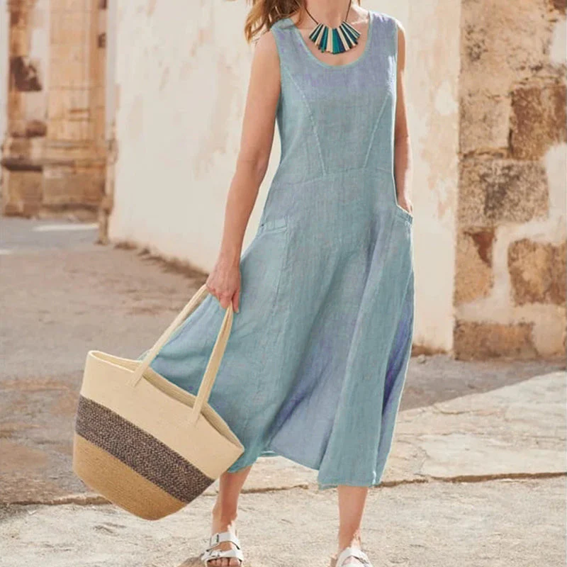 Women's Sleeveless Cotton And Linen Dress Women's Sleeveless Cotton And Linen Dress