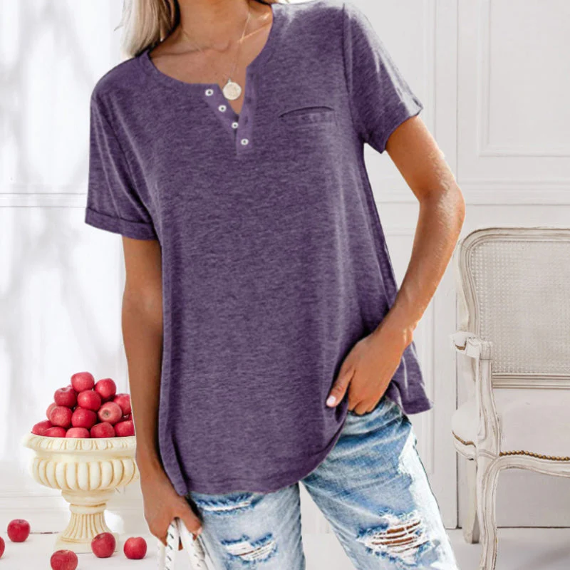 Fashion Solid Color Pocket Short Sleeve T-Shirt Fashion Solid Color Pocket Short Sleeve T-Shirt