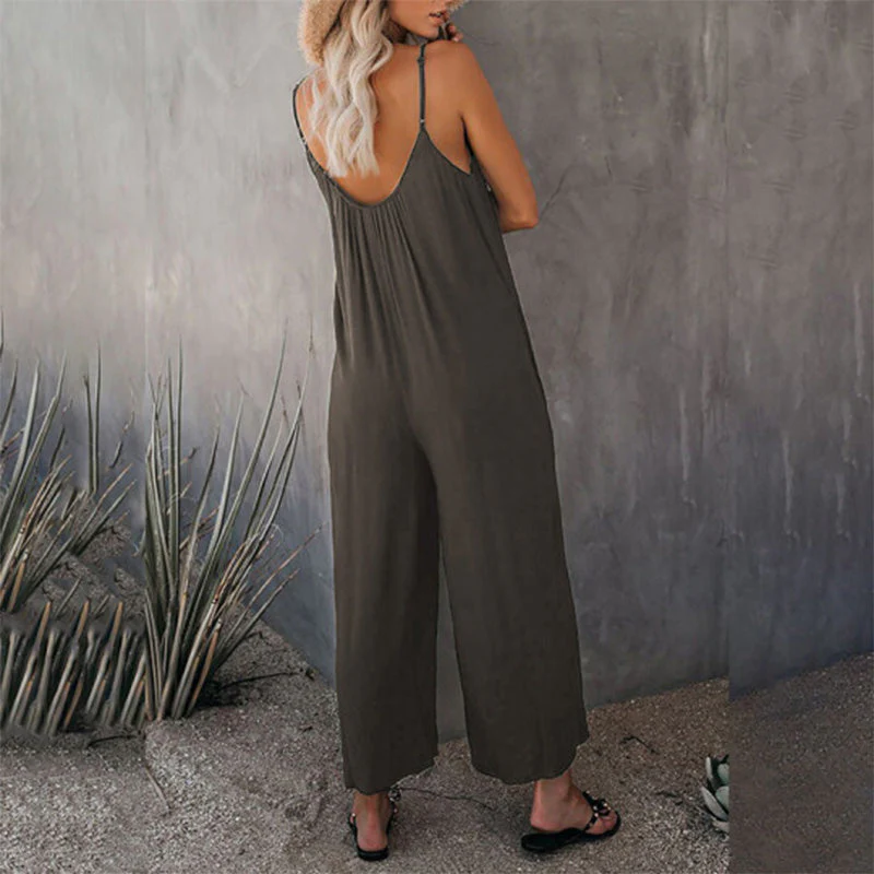 Loose Sleeveless Strap Stretchy Jumpsuit Loose Sleeveless Strap Stretchy Jumpsuit