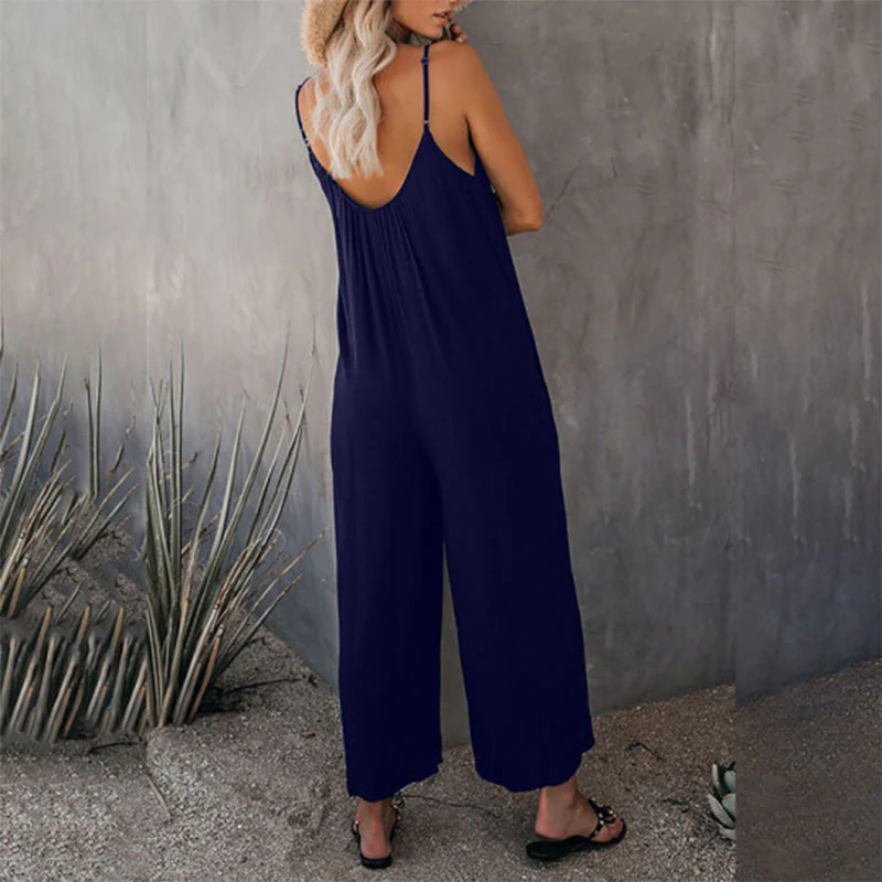 Loose Sleeveless Strap Stretchy Jumpsuit Loose Sleeveless Strap Stretchy Jumpsuit