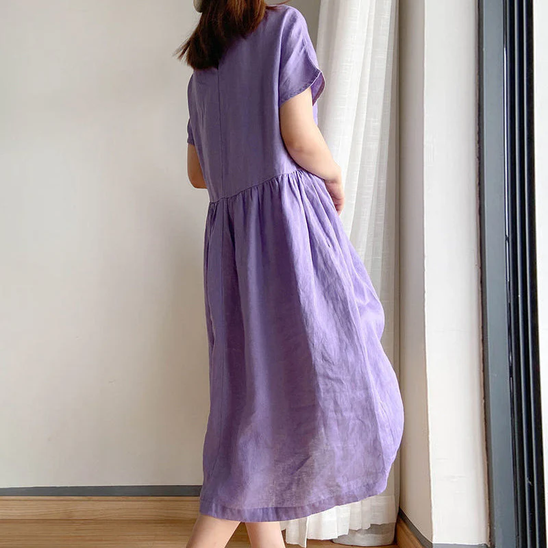 Simple Solid Color Short Sleeve Dress Simple Solid Color Short Sleeve Dress
