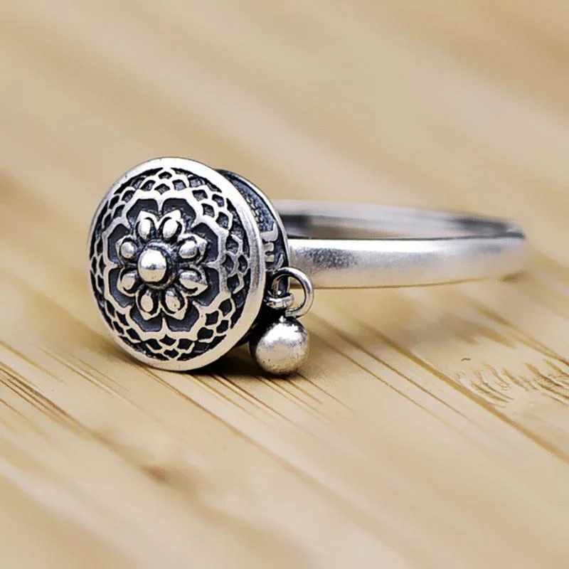 Buddhist Tibetan Prayer Wheel Ring OM Mantra Lotus Floral Ring Buddhist Tibetan Prayer Wheel Ring OM Mantra Lotus Floral Ring