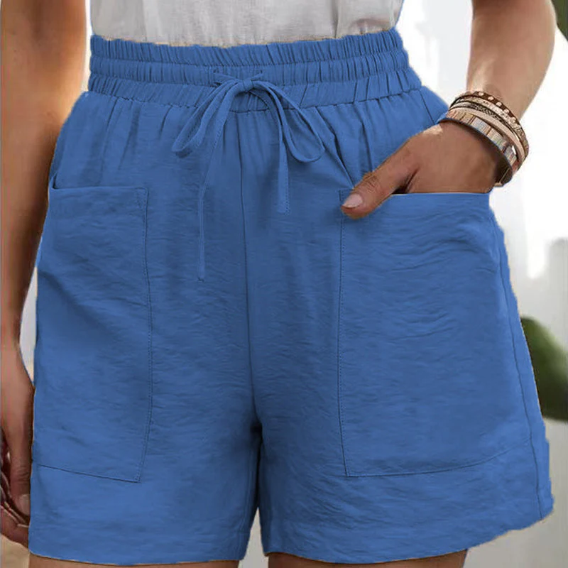 Women's Solid Color Two Pockets Short Trousers Women's Solid Color Two Pockets Short Trousers