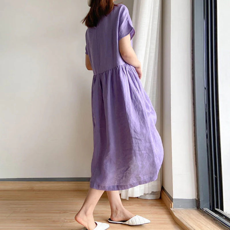 Simple Solid Color Short Sleeve Dress Simple Solid Color Short Sleeve Dress