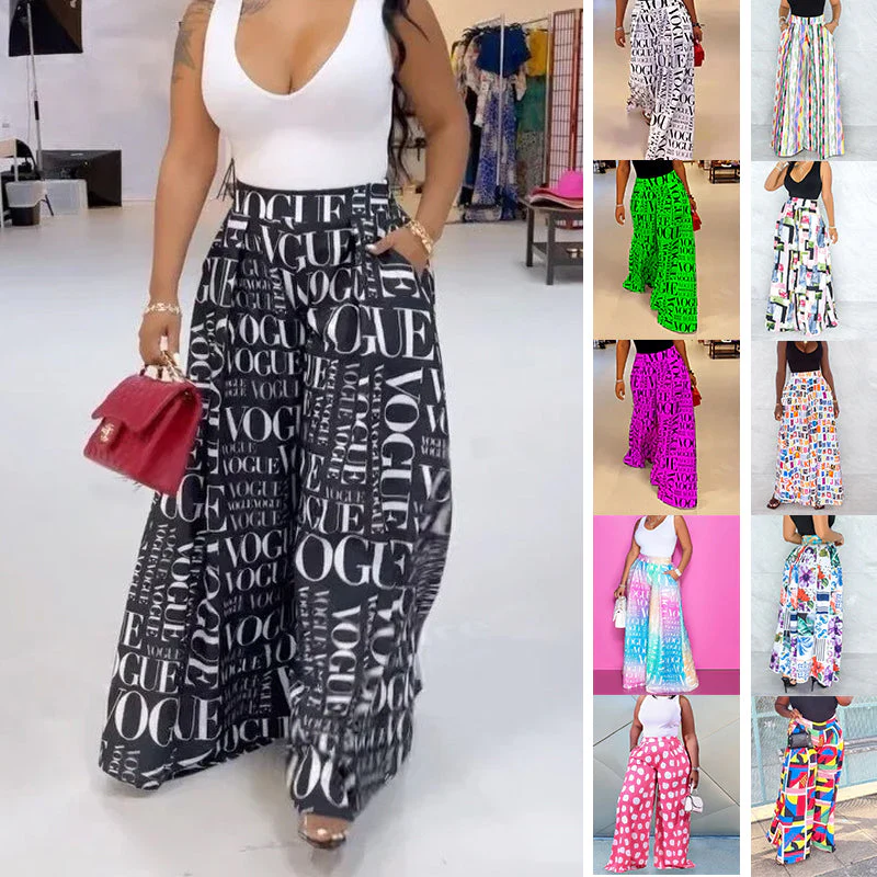 Casual Street Mid Waist Full Length Wide Leg Pants Casual Street Mid Waist Full Length Wide Leg Pants