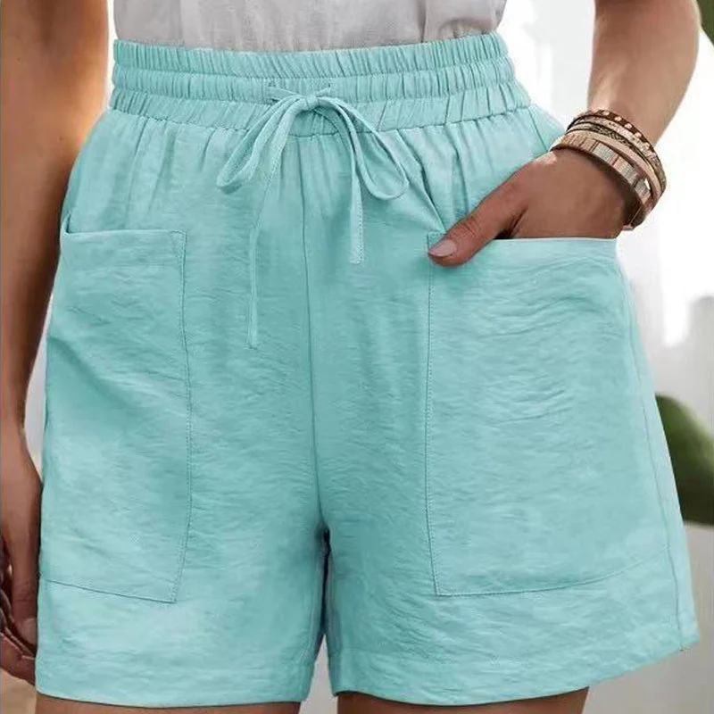 Women's Solid Color Two Pockets Short Trousers Women's Solid Color Two Pockets Short Trousers