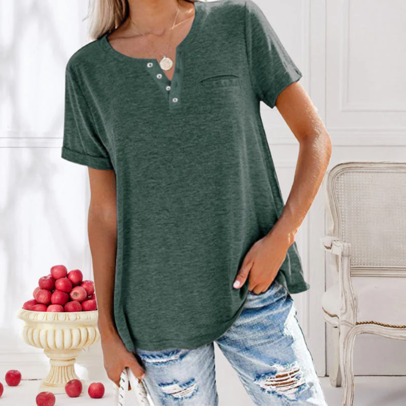 Fashion Solid Color Pocket Short Sleeve T-Shirt Fashion Solid Color Pocket Short Sleeve T-Shirt