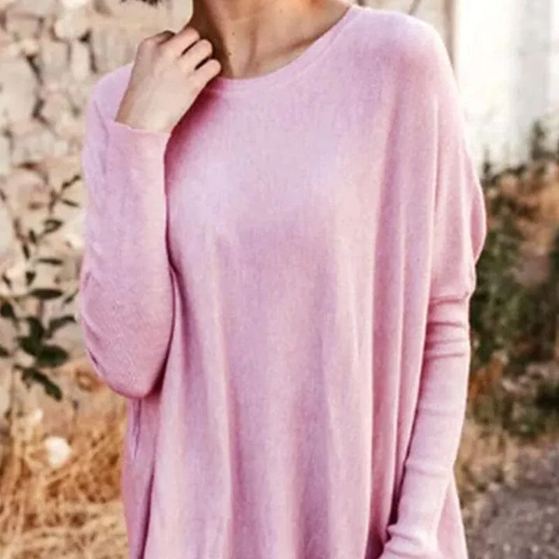 Round Neck Long Sleeve Loose Pocket Solid T-Shirt Round Neck Long Sleeve Loose Pocket Solid T-Shirt