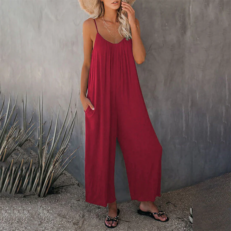 Loose Sleeveless Strap Stretchy Jumpsuit Loose Sleeveless Strap Stretchy Jumpsuit