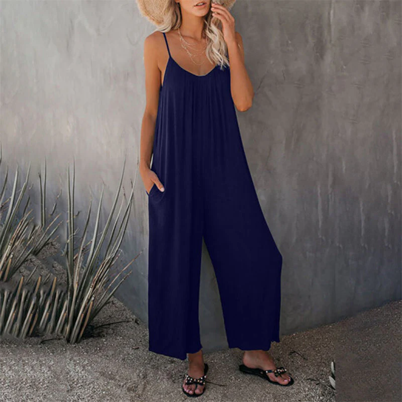 Loose Sleeveless Strap Stretchy Jumpsuit Loose Sleeveless Strap Stretchy Jumpsuit