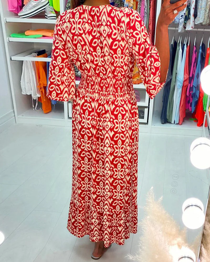 Red Printed Maxi Dress