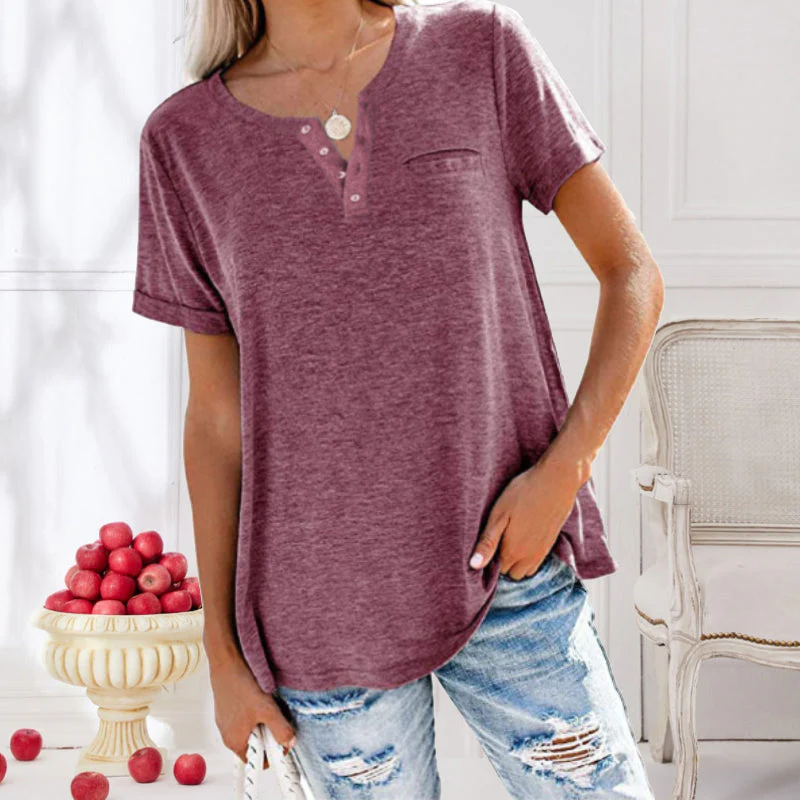 Fashion Solid Color Pocket Short Sleeve T-Shirt Fashion Solid Color Pocket Short Sleeve T-Shirt